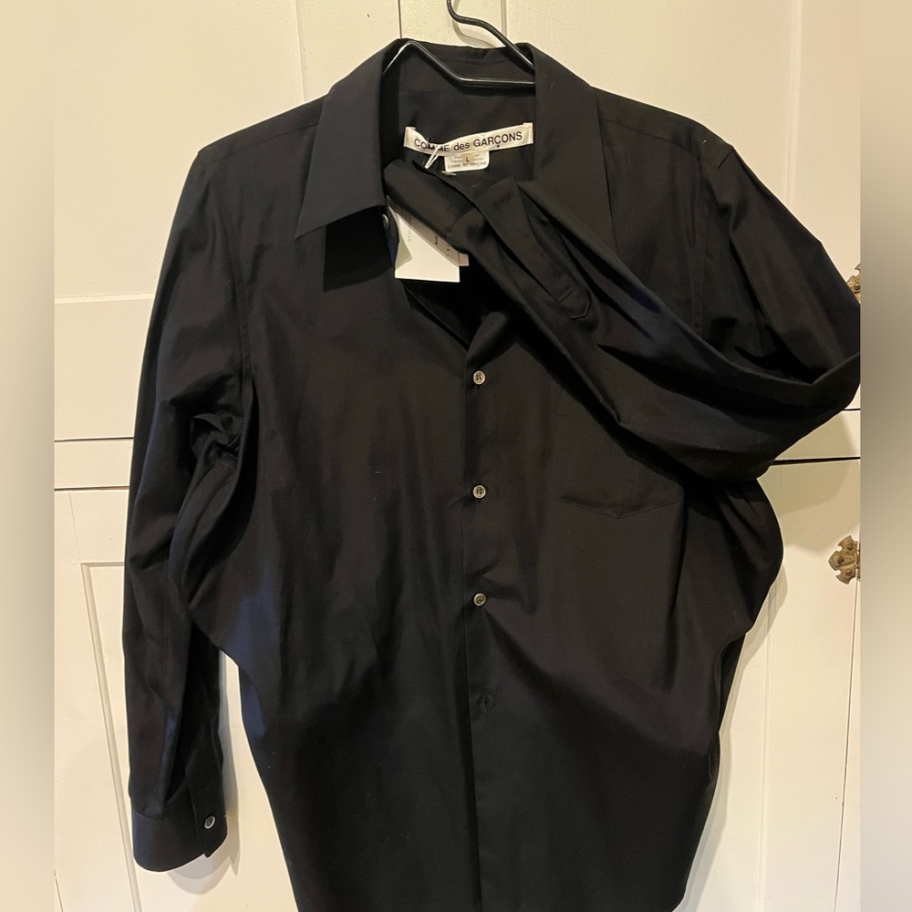 Comme des Garcons black cotton boning blouse, large- new, tags on, retails $525